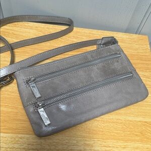 HOBO Chic Gray Leather Crossbody Bag